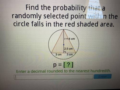 Find the probability that a randomly selected point within the circle falls in the red shaded area