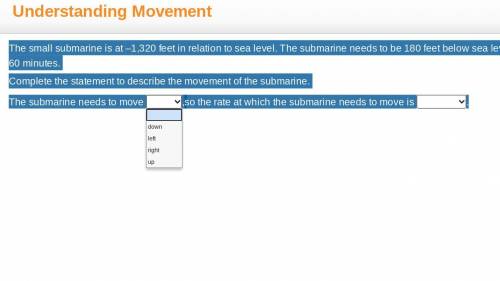 The small submarine is at –1,320 feet in relation to sea level. The submarine needs to be 180 feet