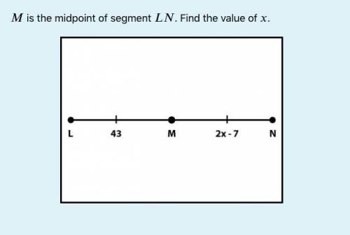 M is the midpoint of segment LN. Find the value of x.