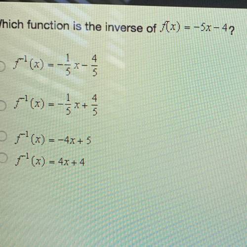 Which function is the inverse of f(x) = -5x - 47