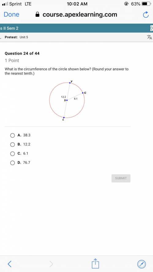 What is the circumference of the circle shown below (round your answer to nearest tenths)