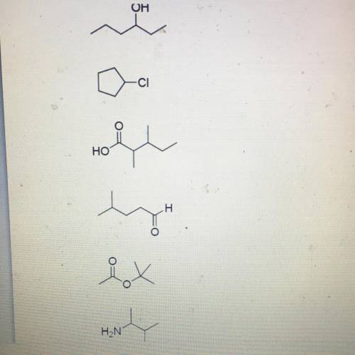 What is the functional groups for the molecules shown in the picture