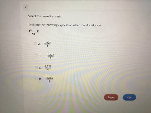 Evaluate the following expressions when x=-4 and y=4