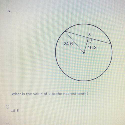 What is the value of x to the nearest tenth?
18.5
29.5
37.0