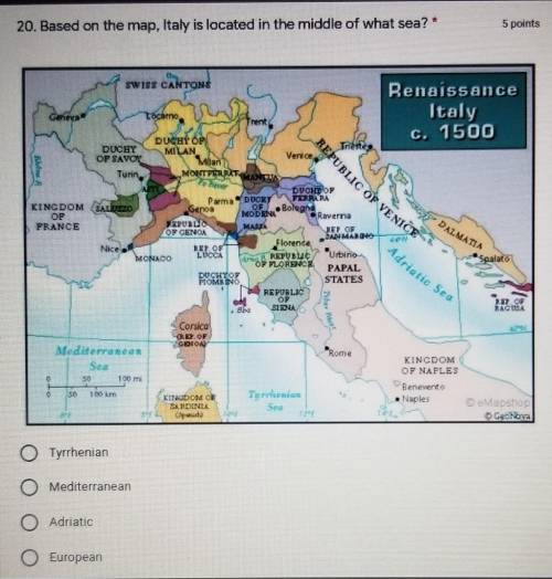 Based on the map, Italy is located in the middle of what sea?