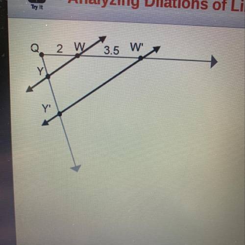 Line WY is dilated to create line W'Y' using point Q as

the center of dilation.
What is the scale
