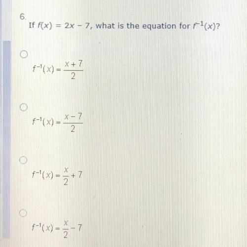 If f(x) = 2x - 7, what is the equation for f(x)
URGENT PLEASE ANSWER!
*see attachment*