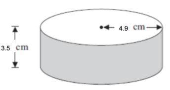 A solid cylinder has a radius of 4.9 cm and a height of 3.5 cm. Work out the total surface area of