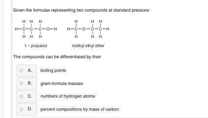 Given the formulas representing two compounds at standard pressure: