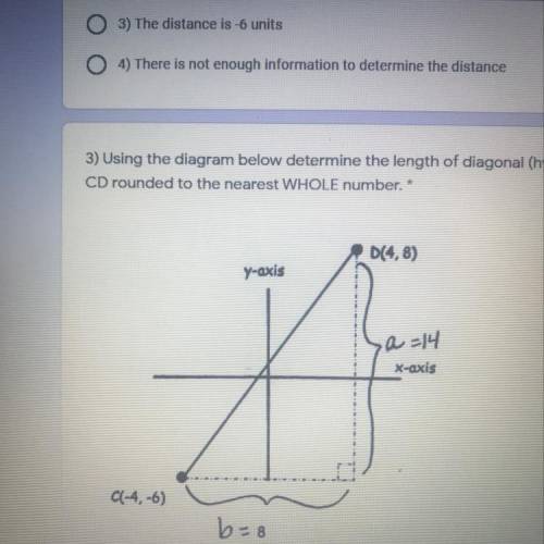 Using the diagram below determine the length of diagonal ( hypotenuse) CD rounded to the nearest WH