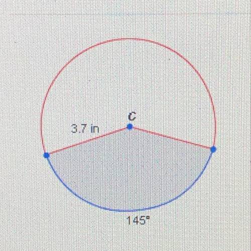 What is the approximate area of the shaded sector in the circle shown below?

А. 4.68 in2
В. 17.3