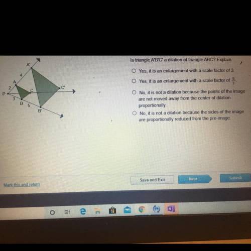 Is triangle A’B’C a dilation of triangle ABC? Explain