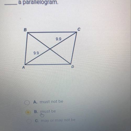 ABCD is not drawn to scale based on the diagonal measures given ABCD___ a parallelogram