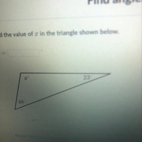 Find the volume of x in the triangle shown below