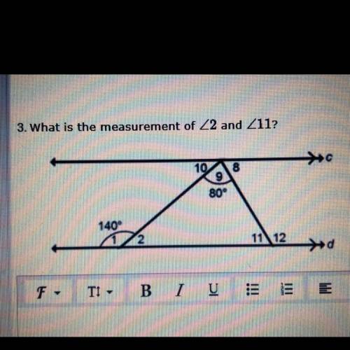 What is measurement of angle 2 and 11