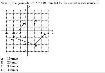 What is the perimeter of ABCDE, rounded to the nearest whole number?