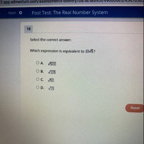 Which expression is equivalent to 10√5