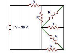 Uma fonte de 36 v alimenta um circuito composto por resistores conforme o esquema apresentado. se r