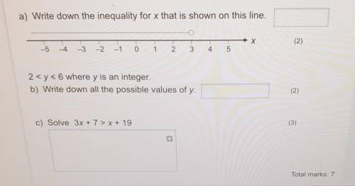 A) Write down the inequality for x that is shown on this line.

X(2)-5-3-20134 5N2 < y < 6 w