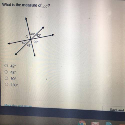 What is the measure of c?

1489
42°
С
90°
422
489
O 42°
O 48°
O 90°
0 180°
Please help me with thi