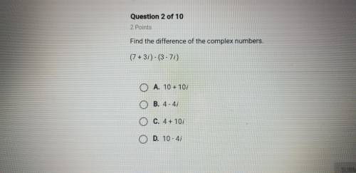 Find the difference of the complex numbers (7+3i)-(3-7i)