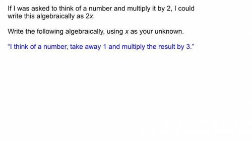I think of a number , take away 1 and multiply the result by 3