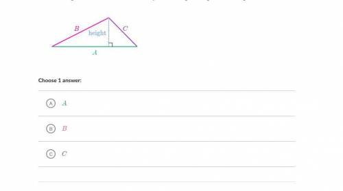 Which line segment shows the base that corresponds to the given height of the triangle?