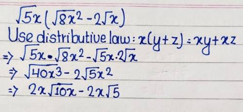 Assume x> 0 sqrt 5x( sqrt 8^2 minus 2 sqrt x)