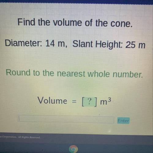 Find the volume of the cone.
Please help