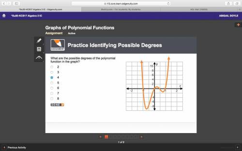 What are the possible degrees of the polynomial function in the graph?What are the possible degrees