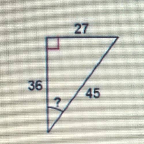 *

1. Find the measure of the indicated angle to the nearest degree.
?
O A. 31
O B. 51°
O C.37°
O