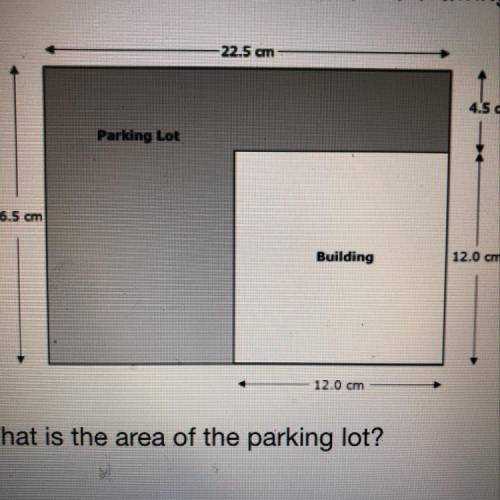 The diagram below is a scale drawing of a building and the parking lot outside of it. A scale facto