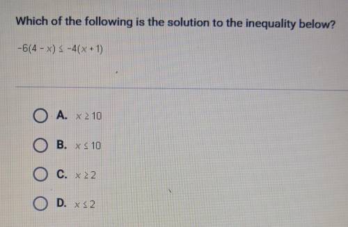 Which of the following is the solution to the inequality below?
