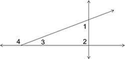Identify which of the labeled angles in the figure is an obtuse angle. answers: A) 2 B) 3 C) 1 D)