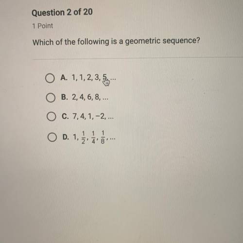 Which of the following is a geometric sequence?