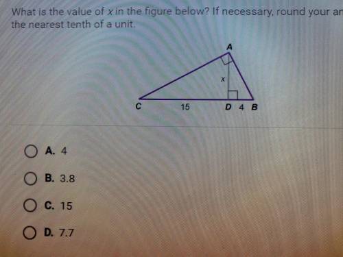 what is the value of x in the figure below? If necessary round your answer to the nearest tenth of