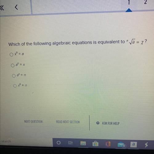 Which of the following algebraic equations is equivalent to nVa = 7?