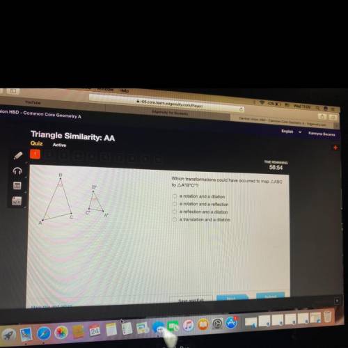 Which transformations could have occurred to map ABC

to AA'B'C?
O a rotation and a dilation
O a