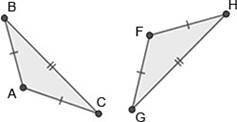 List the corresponding congruent sides of the two triangles, and state whether there's enough infor