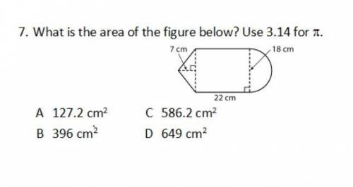 What is the area of the figure below use 3.14 for pie