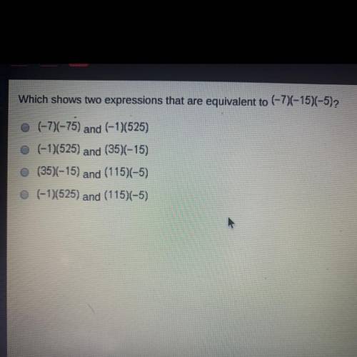 Which shows two expressions that are equivalent to (-7)(-15)(-5)?