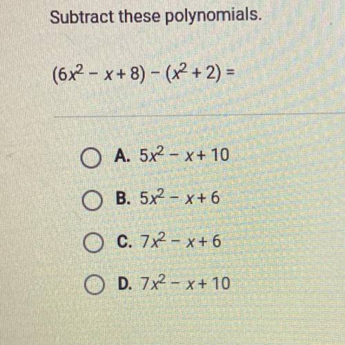 Subtract these polynomials