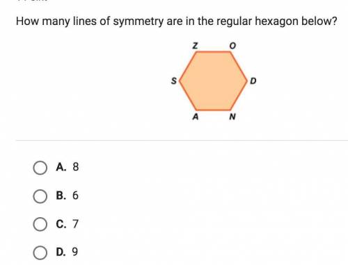 How many lines of symmetry are in the regular hexagon below?