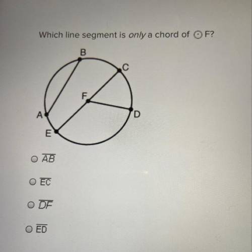 Which line segment is only a chord of F?