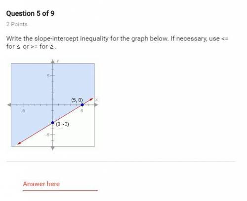 PLZZZZ HLPPPPP MEEEEEEEE

write the slope intercept inequality for the graph below. if necessary u