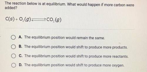 The reaction below is at equilibrium. What would happen if more carbon were added ?