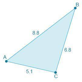 List the angles of the triangle in order from least to greatest. OPTIONS : ∠C,∠B,∠A, ∠B,∠A,∠C, ∠A,∠