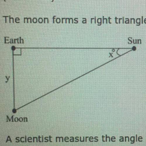 The moon forms a right triangle with the earth and the sun during one of its phases I show a scient