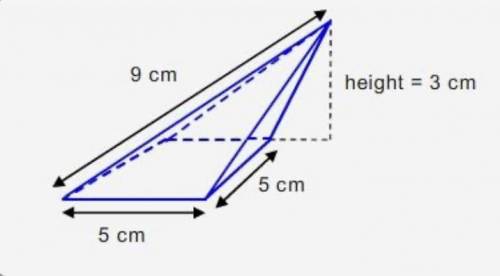 What is the volume of the pyramid in the diagram? Answer choices A. 25 cm3 B. 75 cm3 C. 105 cm3 D.