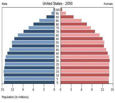 The graph below shows the projected population makeup of the United States in 2050:

Which of thes